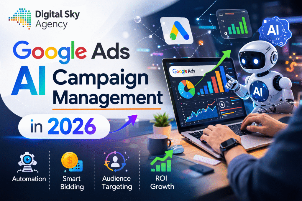 Google Ads AI Campaign Management in 2026 digital marketing automation banner Digital Sky Agency